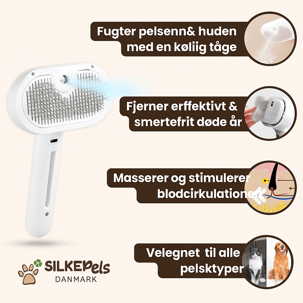 SilkePels™ Steami Pro - Professionel pels plejebørste til kæledyr
