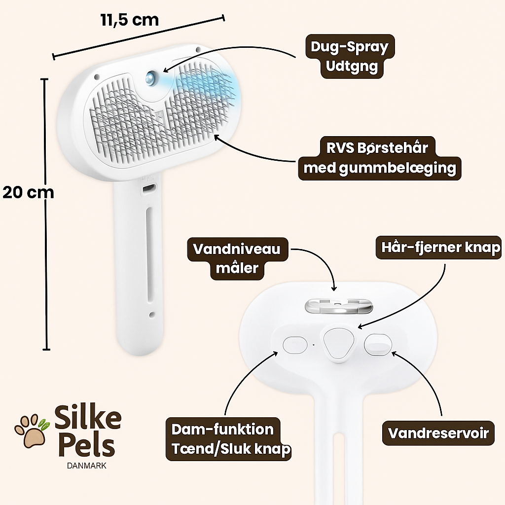 SilkePels™ Steami Pro - Professionel pels plejebørste til kæledyr